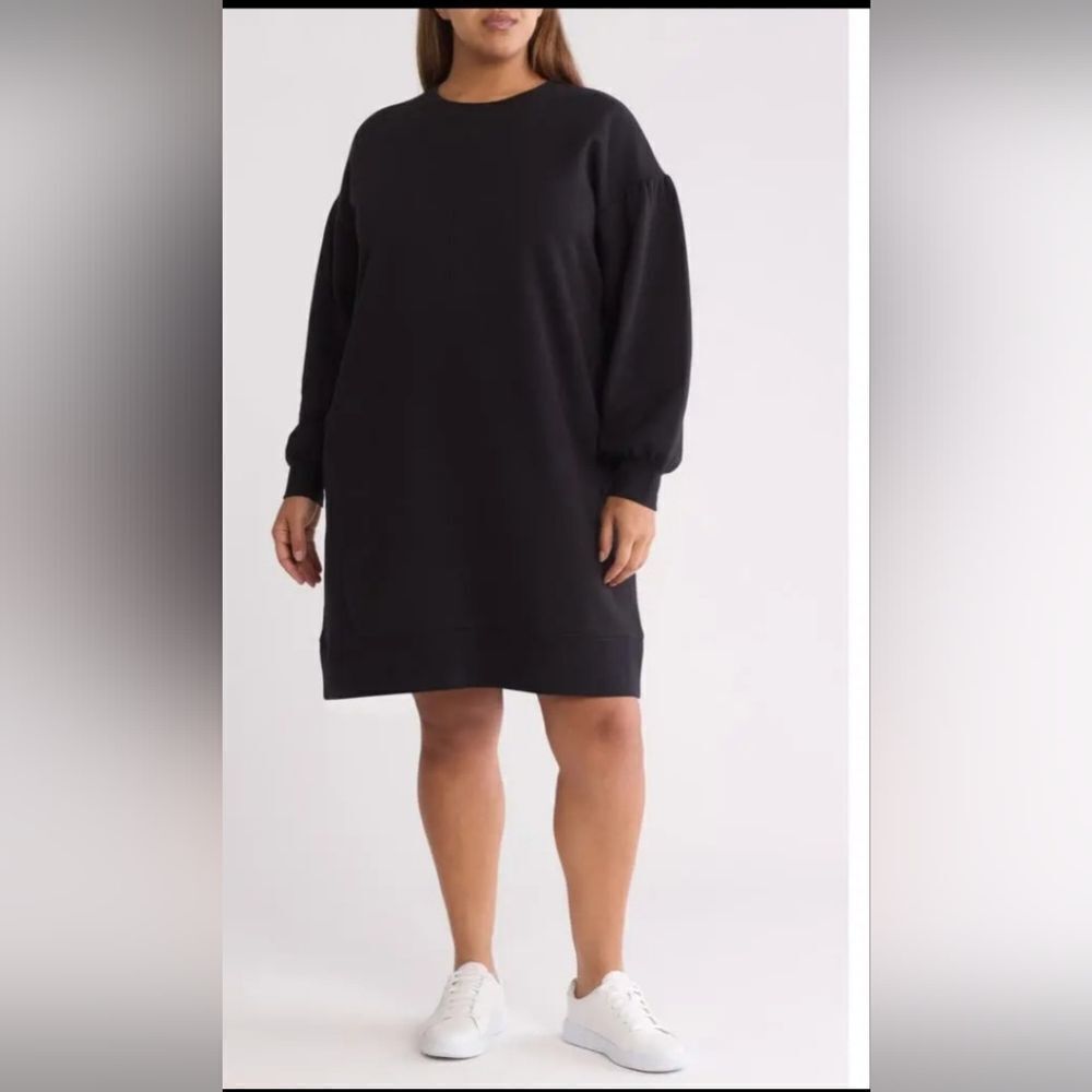 Caslon Crewneck Sweatshirt Dress NWOT Size 2X Black